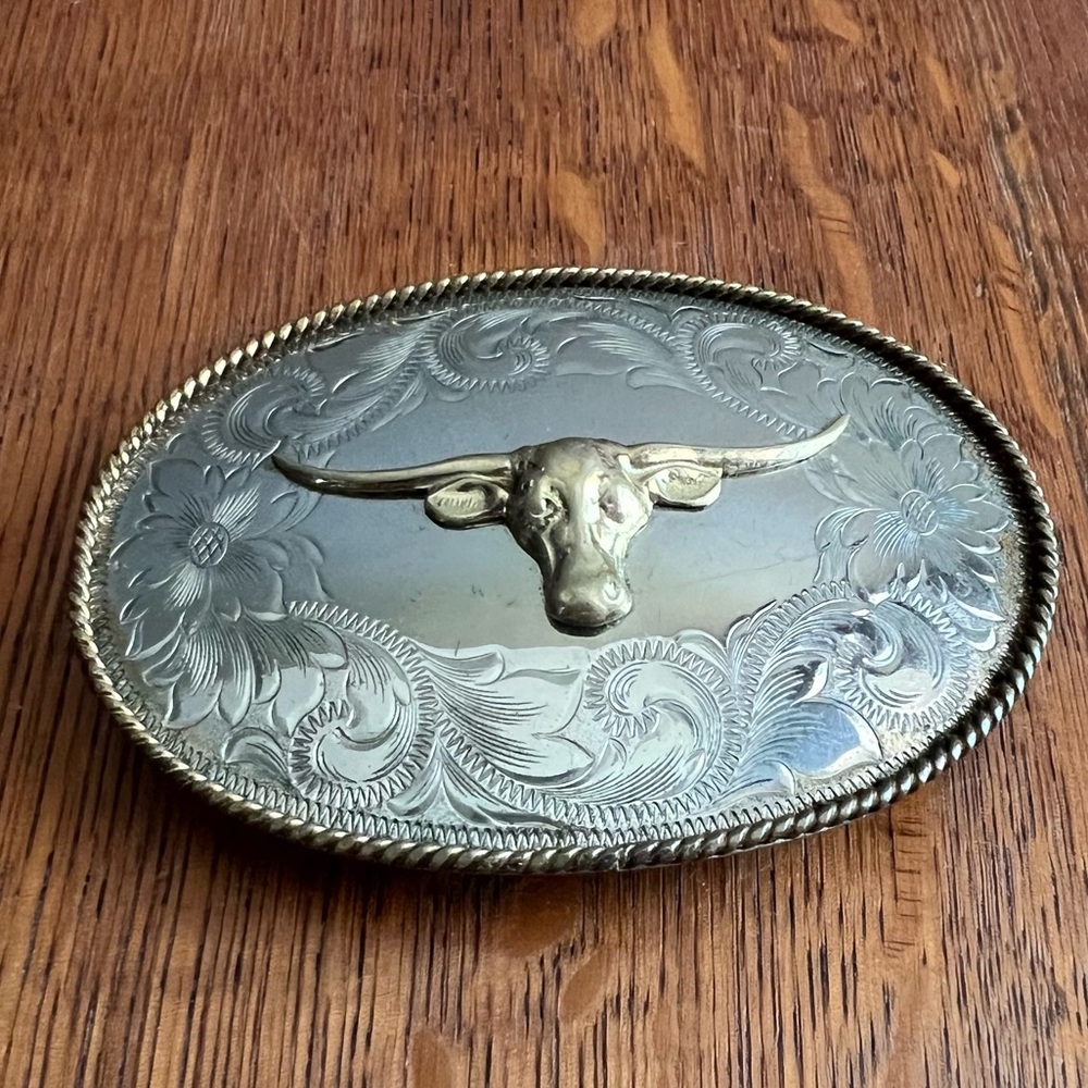 Vintage silver TX Longhorn belt buckle